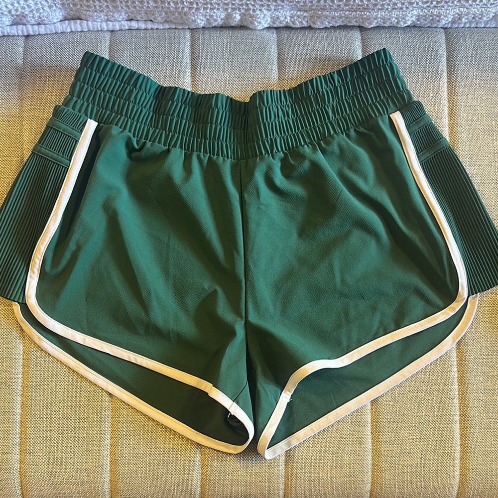Green Women's Shorts with White Trim
